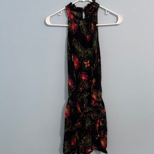 RACHEL Rachel Roy Black Romper with Colorful Floral Design